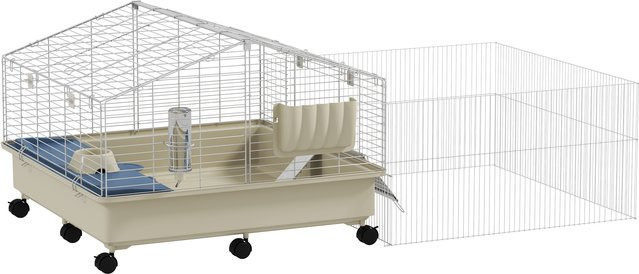 PawHut Kleintierkäfig mit Laufstall und Rollen, weiß, B/H/L: 88 x 63 x 173 cm - Bild 1