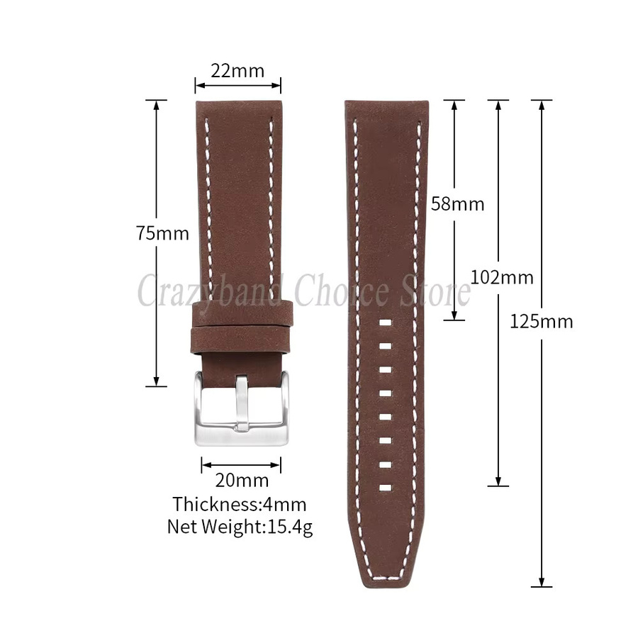 crazyband Uhrenarmband Leder, Herren, 18/20/22/24 mm - Bild 4
