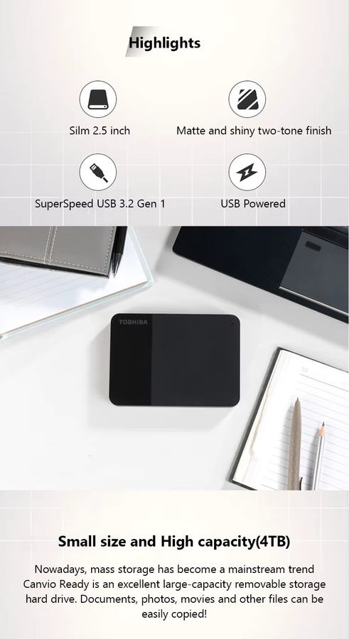 Toshiba Canvio Ready B3 Externe Festplatte USB 3.0 Schwarz 2,5 Zoll - Bild 4