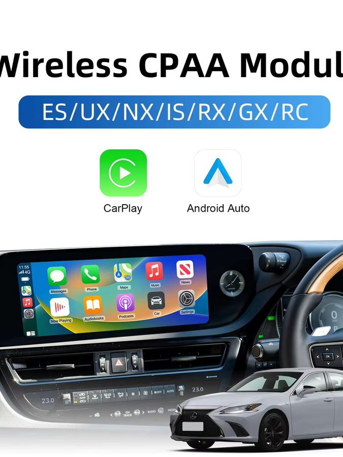 LEXXSON Drahtlose CarPlay und Android Auto Retrofit Kit Decoder Box für Lexus ES, UX, NX, IS, RX, GX, RC (Modelle 2018-2021), Farbe: Silber - Bild 6