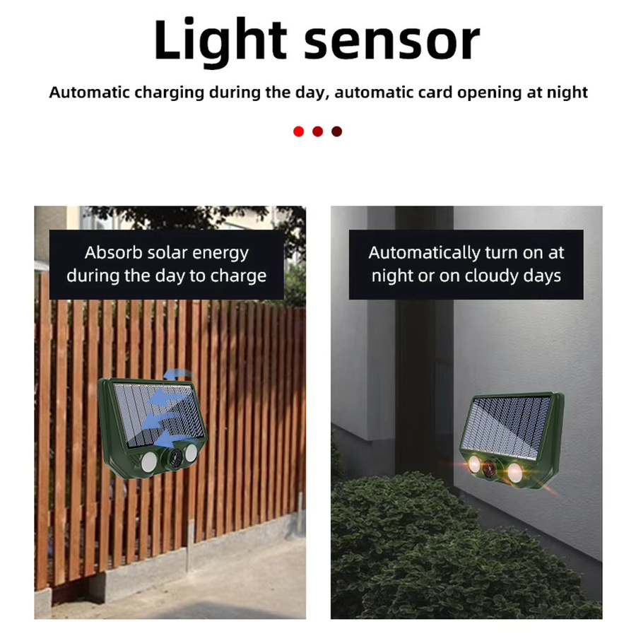 APWIKOGER Ultraschall-Tierabwehrgerät mit Rot-Weiß-Blitzlichtfunktion, solarbetrieben und wasserdicht, ideal für Garten und Gewächshaus - Bild 5