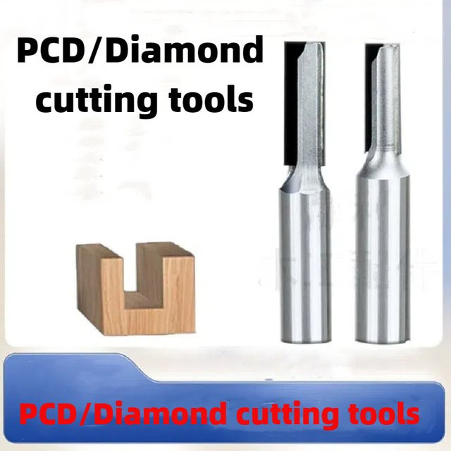 PCD Diamant Fräser Gerade Bit Zweischneidig für Carving Maschinen und Holzbearbeitung in Silber - Bild 1