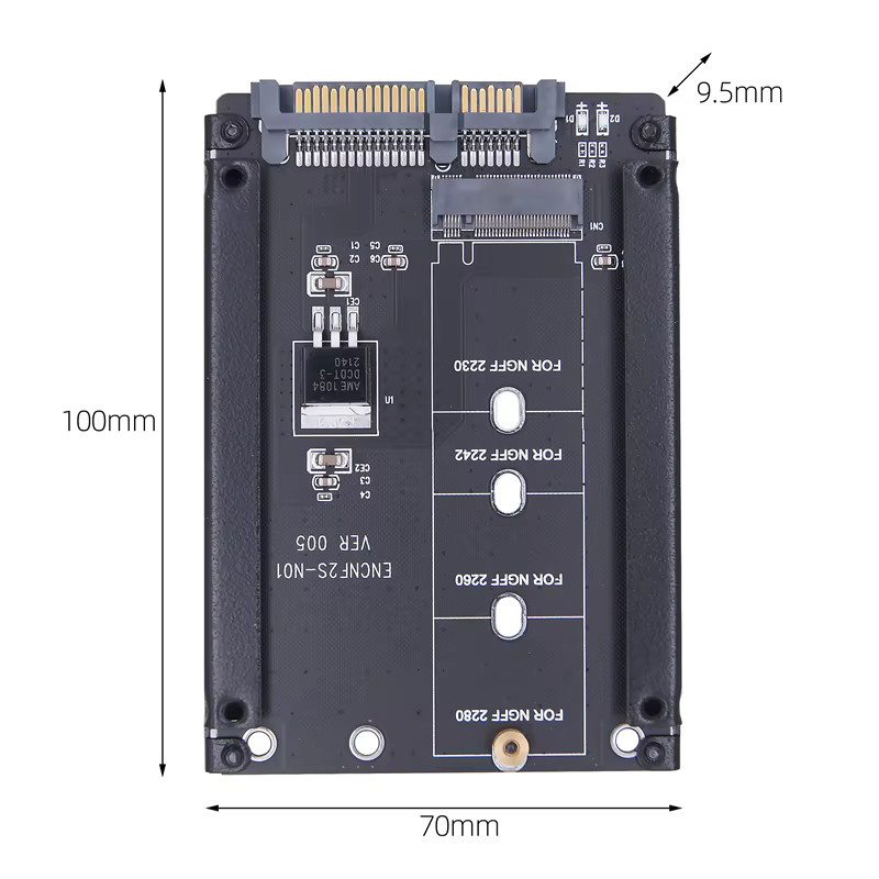 OULLX M.2 NGFF Dual SSD B+M Key zu 2,5 Zoll SATA 3.0 Adapterkarte mit Gehäuse in Schwarz (NVMe M Key nicht unterstützt) - Bild 4