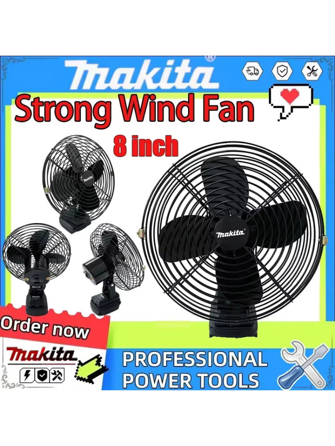 Makita Kabelloser Outdoor-Tischventilator aus Metall in Schwarz, Durchmesser: 20,32 cm - Bild 3