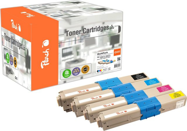 Peach Toner-Kartuschen-Set für OKI C 332 DN, OKI MC 363 DN und OKI MC 363 N, 4er-Pack (Schwarz, Cyan, Magenta, Gelb), wiederaufbereitet - Bild 1