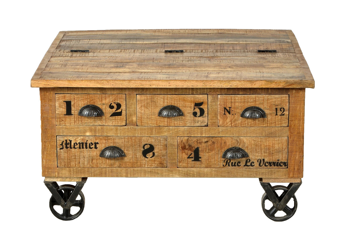 SIT Couchtischtruhe RUSTIC aus Mangoholz in Beige, B: 90 cm, H: 47 cm - Bild 1