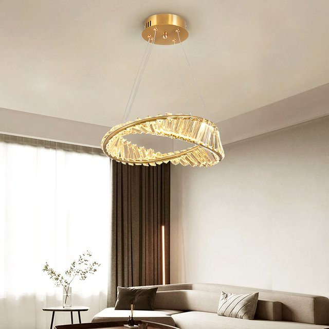VETRULUS Moderner LED Kristall Kronleuchter in Gold mit Ring-Design für dein Wohnzimmer - Bild 1