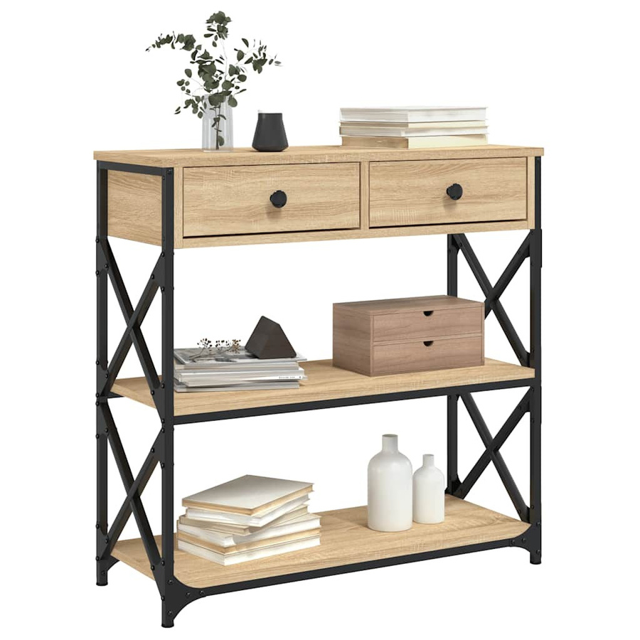 vidaXL Konsolentisch Sonoma-Eiche in Braun, B/T/H: 75 x 28 x 75 cm - Bild 3