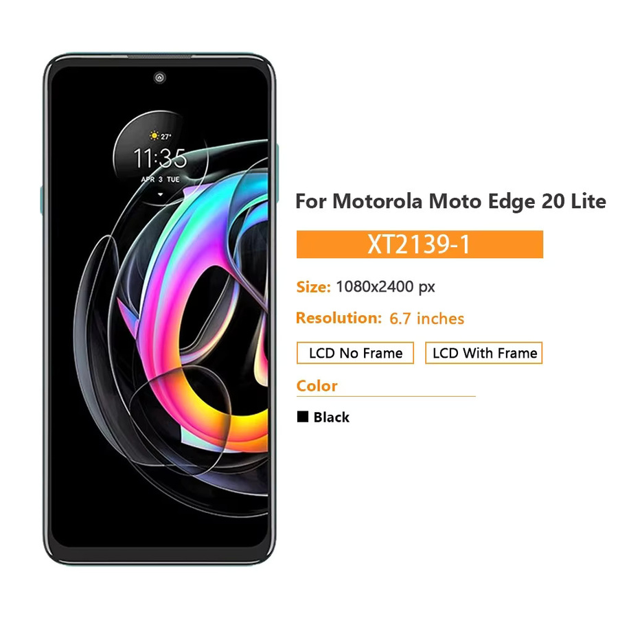 Motorola Moto Edge 20 Lite Ersatz LCD Display mit 6,7 Zoll Touchscreen Digitizer Montage in Schwarz - Bild 2