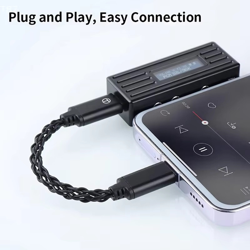TRN TE PRO USB-C zu USB-C DAC Upgrade Kabel mit 8-adrigem versilbertem Draht in Schwarz und Silber - Bild 4