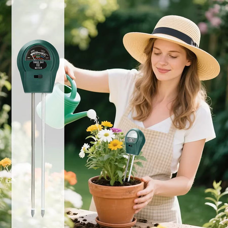 3-in-1 Garten-PH-Messgerät in Grün zur Messung von Bodenfeuchtigkeit, Sonnenlicht und pH-Wert für deine Pflanzen - Bild 5