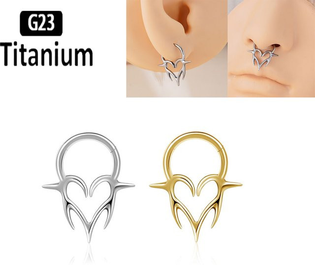 pioroe Nasenring Herz, Titan, Silber, Unisex - Bild 1