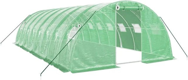 furnicato Gewächshaus mit Stahlrahmen in Grün, Fläche: 32 m², B/T/H: 8 x 4 x 2 m - Bild 1
