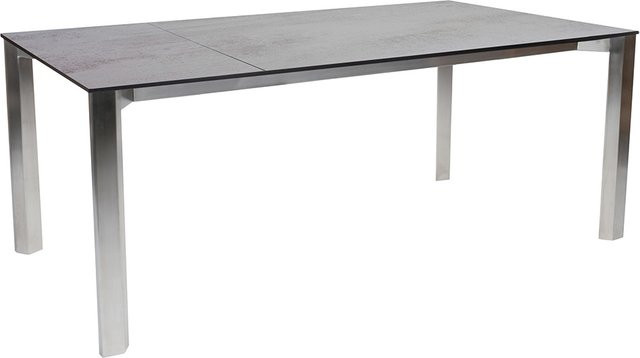 Stern Ausziehtisch Penta Silverstar Zement hell mit Edelstahl Tischplatte und Nivelliersystem, B/T/H: 100 x 160/210 cm - Bild 1