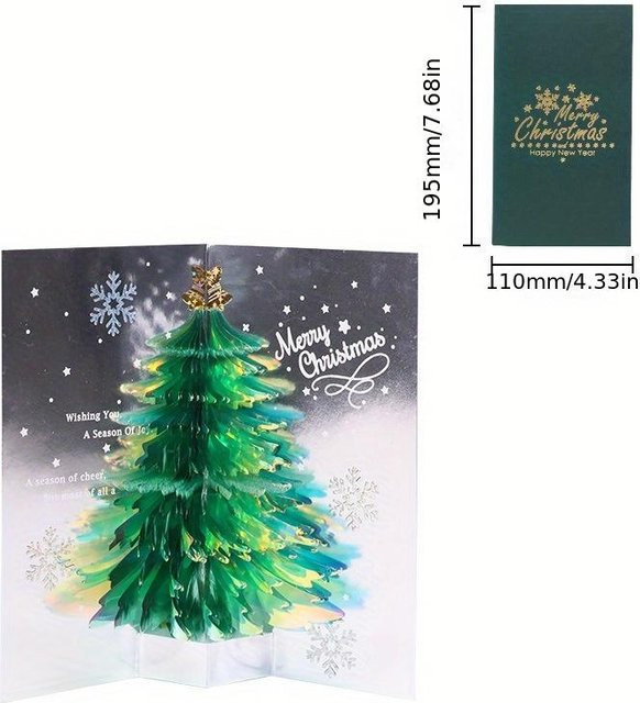 SZ-Damai Dreidimensionale Weihnachtskarte mit Weihnachtsbaum in Grün - Bild 1