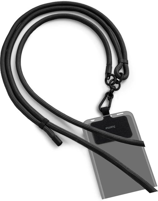 Hama Universal Handyband zum Umhängen mit Karabiner, verstellbar, Schwarz - Bild 1