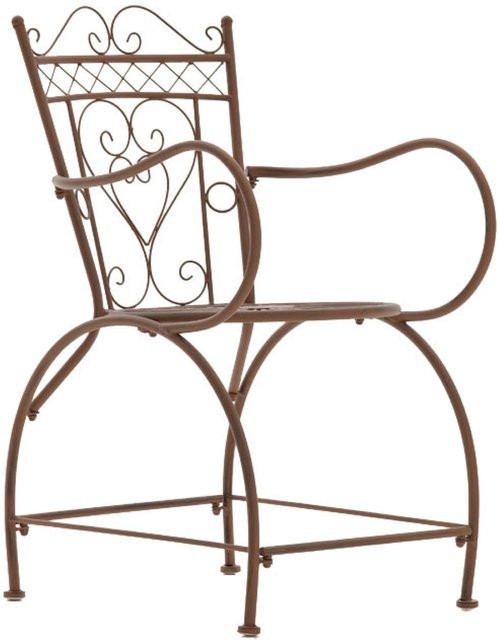 TPFGarden Stuhl Sheen aus Eisen in Antik Braun mit Armlehnen im nostalgischen Design, Breite: 60 cm, Tiefe: 48 cm, Höhe: 88 cm - Bild 1