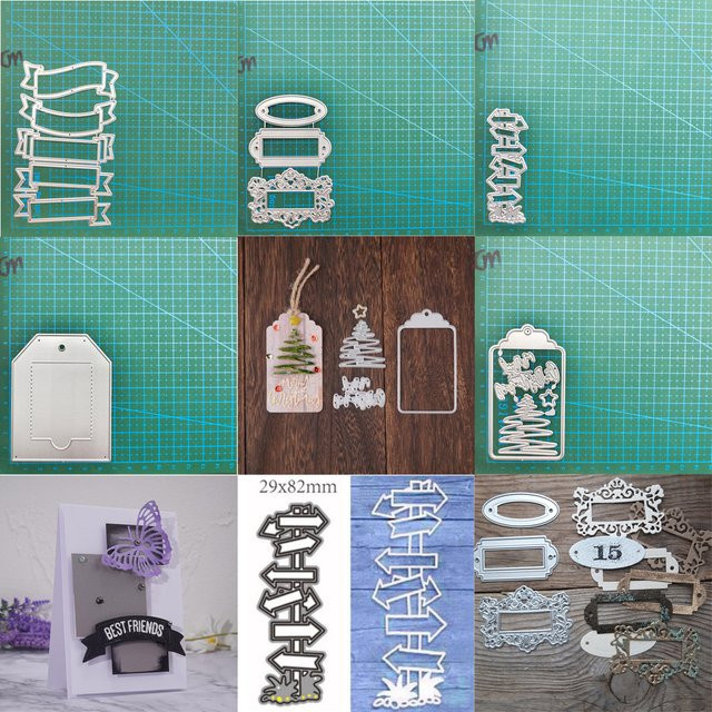 Metall Stanzform Etikett Schablone in Silber für Scrapbooking und DIY Bastelarbeiten - Bild 1