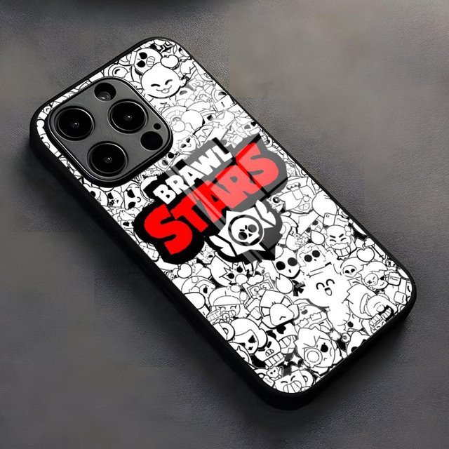 B-Brawls S-Stars Handyhülle mit Glasabdeckung für iPhone 17 Pro Max, 16, 15, 14, 13, 11, X, Xs, Xr, 8, 7 Plus in Multicolour - Bild 1