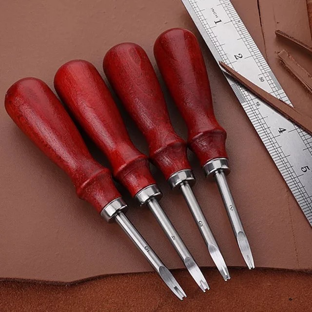 Leder Rand Beveler Skiving Messer mit Holzgriff in Braun für DIY Handwerk Werkzeuge - Bild 1