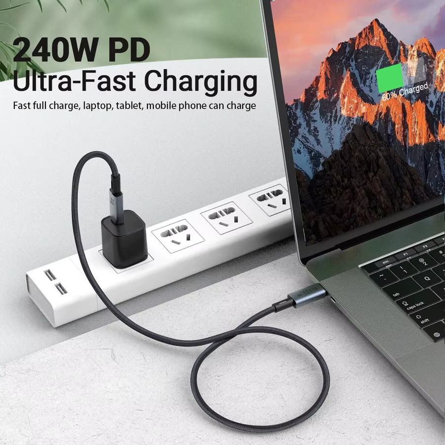 Gopala USB C auf USB C Schnellladekabel 240 W, grau, geflochten, mit 8K-Video und 40 Gbit/s für iPhone 15 Pro/Max und Samsung Galaxy S22/S23 - Bild 3