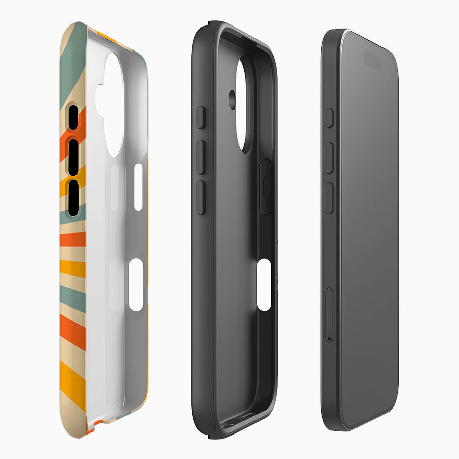 Handyhülle mit Retro Sunburst Design für Apple iPhone 11 bis iPhone 17 Pro Max Plus, doppelschichtige Rückseite, multicolour - Bild 2