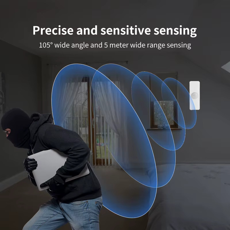 Tuya WiFi Smart PIR Bewegungsmelder zur Einbrechererkennung mit Smart Life Benachrichtigung und Unterstützung für Alexa und Google Home, Weiß - Bild 2