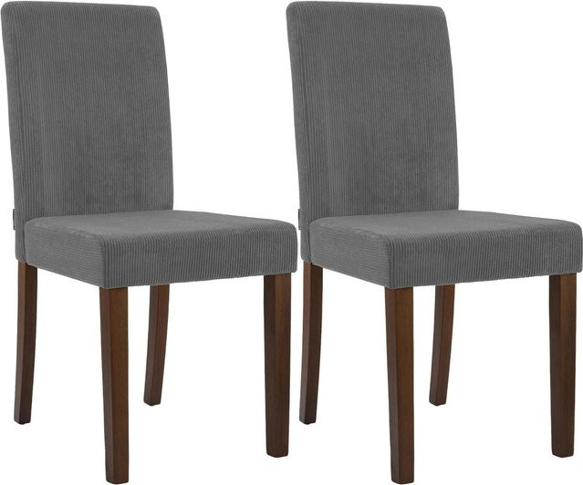 2er Set Esszimmerstühle DELUKE DALAN in Grau mit Cord-Bezug, B/T/H: 41 x 47 x 91 cm - Bild 1