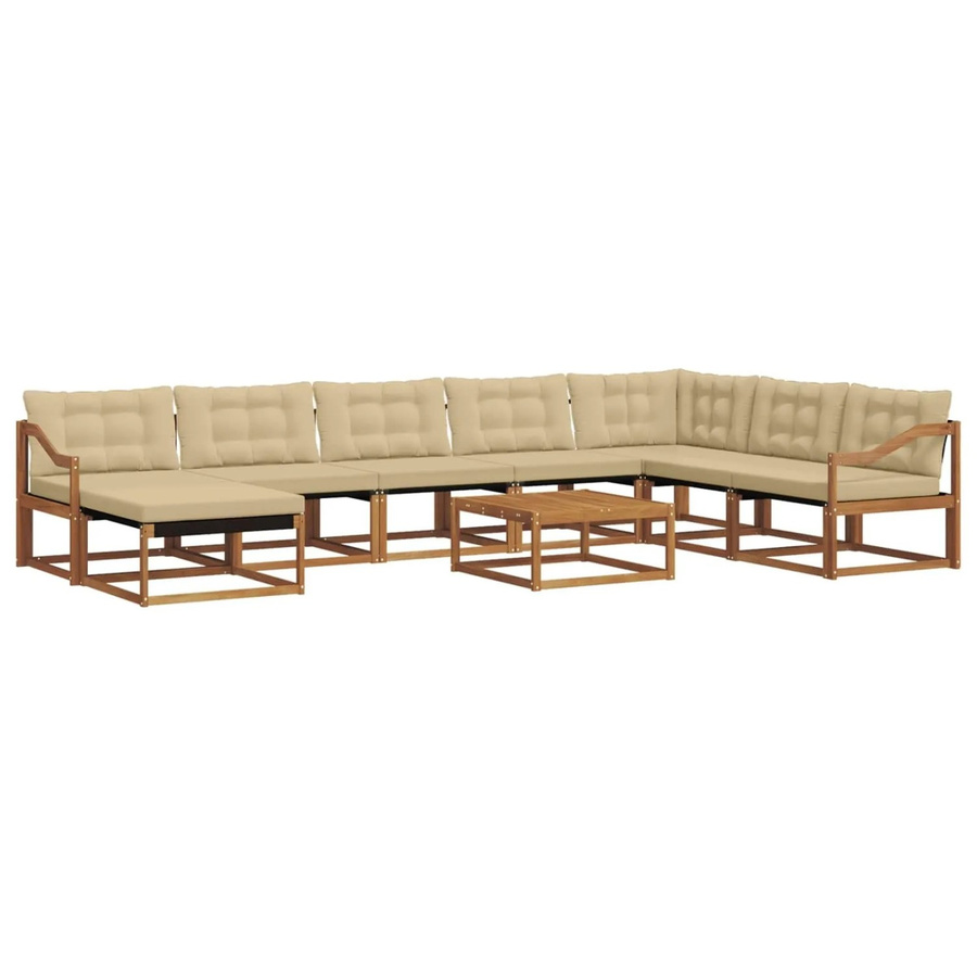 vidaXL Outdoor-Sofagarnitur aus Massivholz Akazie in Natur und Beige mit Textilene-Polstern und Sitzkissen, 25-teilig - Bild 2