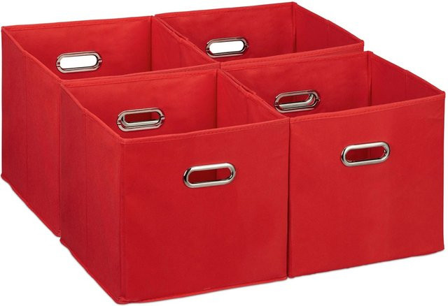 Relaxdays Aufbewahrungsbox 4er Set aus Polyester in Rot, faltbar, B/T/H: 30 x 30 x 30 cm - Bild 1