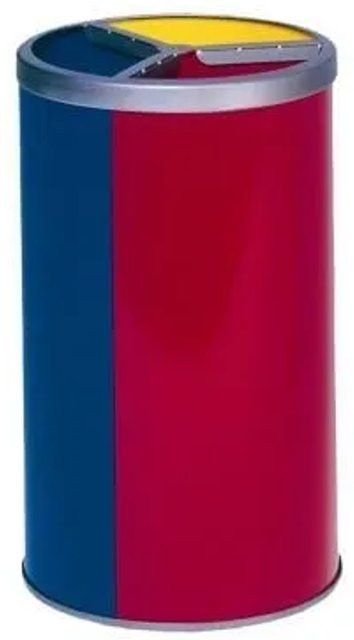 PROREGAL Wertstoffsammelstation aus verzinktem Stahl ohne Dach, 3 Behälter à 30 Liter, Farben: Blau, Rot, Gelb, H x B x T: 72 x 42 x 42 cm - Bild 1