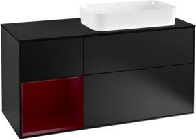 V&B Waschtischunterschrank Finion mit Wandbeleuchtung, Blau matt lackiert, Breite: 120 cm, Tiefe: 50,1 cm, Höhe: 50,1 cm - Bild 1