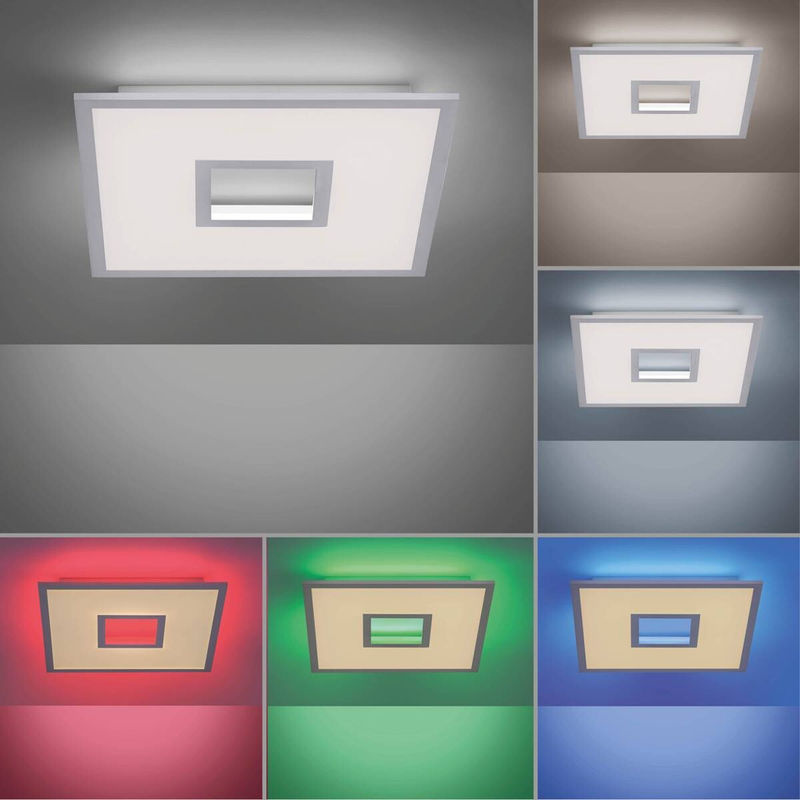 Just Light LED-Deckenleuchte RECESS RGBW Weiß B/T/H: 45 x 45 x 5 cm - Bild 2
