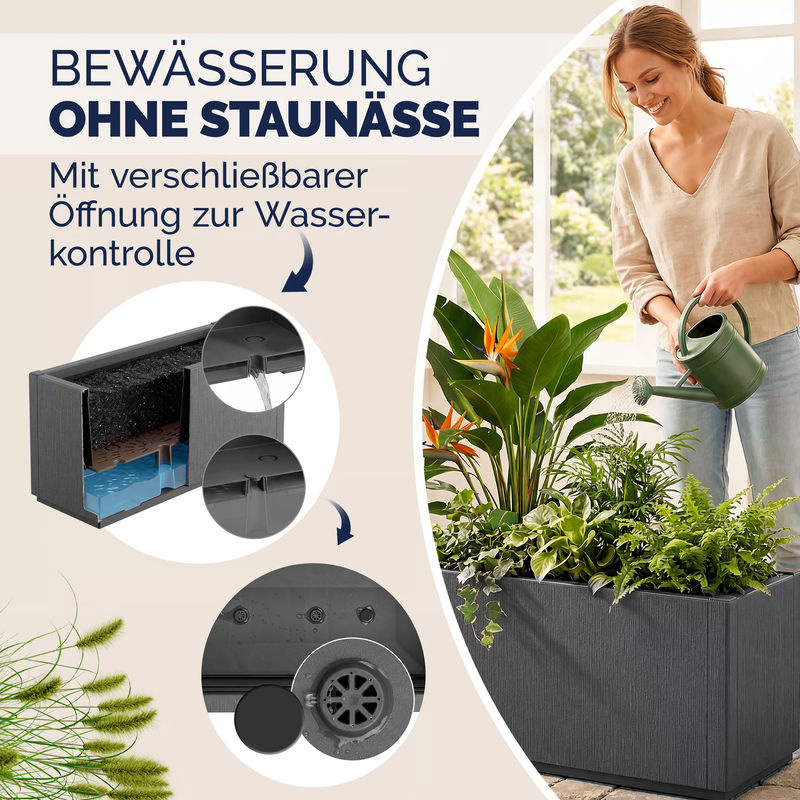 Blumentopf Ethica Anthrazit aus Kunststoff, B/T/H: 80 x 36 x 36 cm - Bild 5