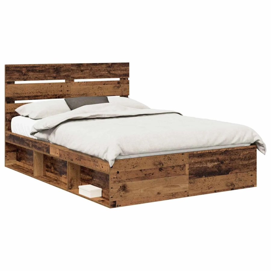 vidaXL Bettrahmen aus massivem Kiefernholz in Braun, B/T/H: 140 x 190 x 143 cm - Bild 2