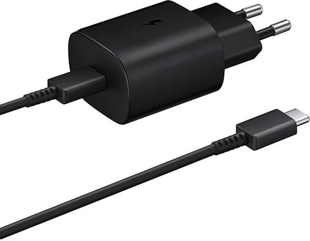 Samsung 25W USB-C Schnellladegerät mit Typ-C-Kabel in Schwarz - Bild 1
