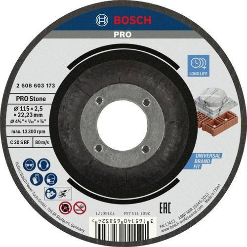 Bosch Trennscheibe gekröpft Standard für Stein, Durchmesser: 115 mm, Farbe: Grau - Bild 1
