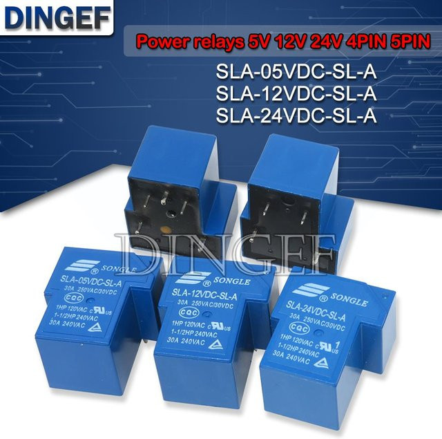Leistungsrelais SLA-Serie in Blau, 30A, 4-Pin DIP4 oder 5-Pin, wählbar zwischen 5V, 9V, 12V oder 24V DC - Bild 1