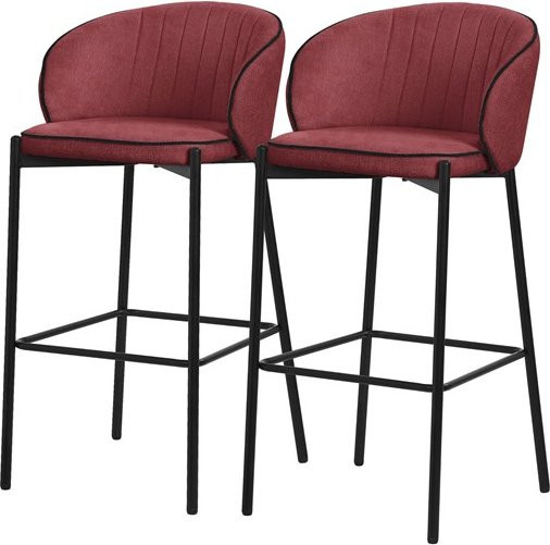 ML-Design Barhocker 2er Set Rot mit Rückenlehne und Fußstütze, B/T/H: 50 x 54 x 101 cm - Bild 1