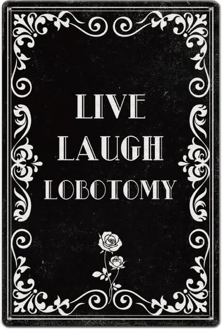 SUPERDANT Blechschild Live Laugh Lobotomy in Schwarz, Vintage Gothic Metalldekor für deine Wand, B/H: 30 x 20 cm - Bild 1