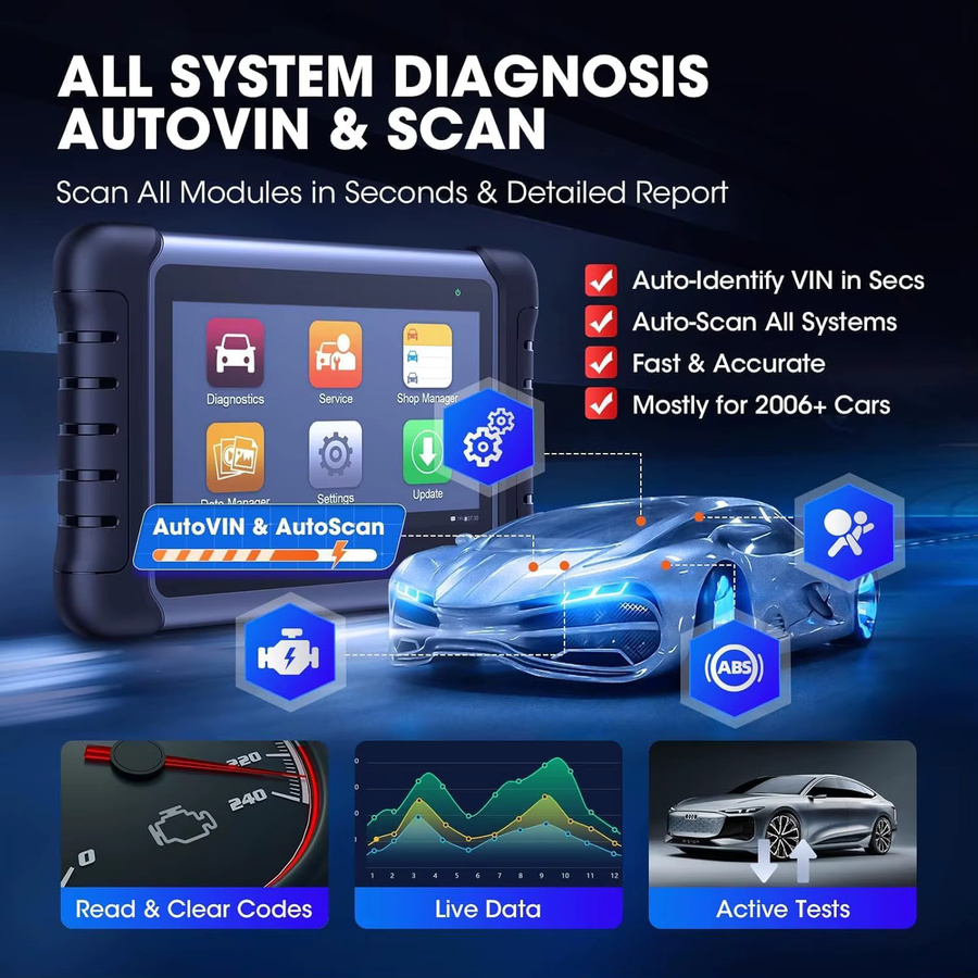 Autel MaxiCOM MK808S Bidirektionales Diagnosegerät in Schwarz mit OBD2-Scanner und bidirektionaler Steuerung - Bild 4
