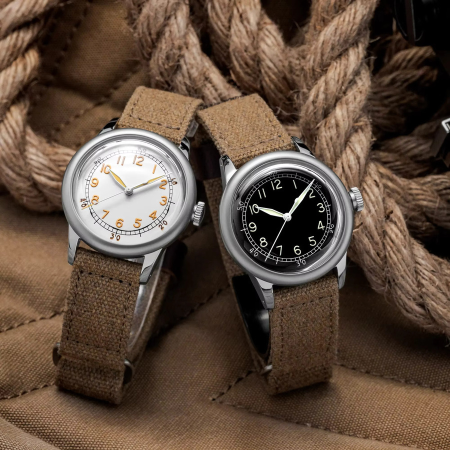 THORN Armbanduhr, Vintage, Automatik, Edelstahl, 36 mm, Herren, schwarz/beige - Bild 1