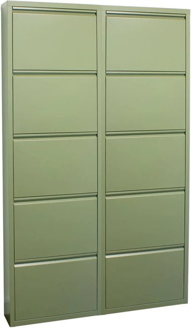 ebuy24 Pisa Schuhschrank aus Metall in Grün mit 10 Klappen, Wandmontage, Modernes Design mit Belüftung - Bild 1