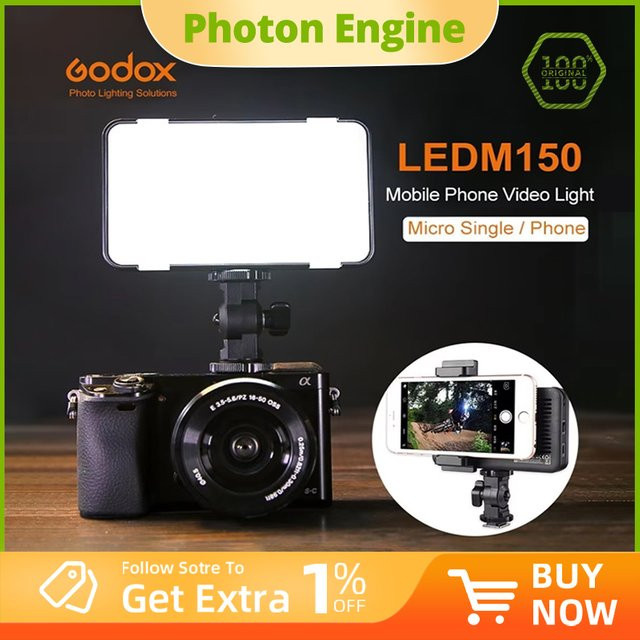 Godox LEDM150 Handy-LED-Videoleuchte in Schwarz mit 5600K und eingebautem wiederaufladbarem Akku via USB-C - Bild 1