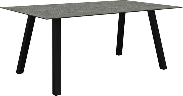 Stern Tisch Interno aus Aluminium in Schwarz Matt mit Tischplatte Silverstar 2.0 Flint, B: 180 cm, T: 100 cm - Bild 1