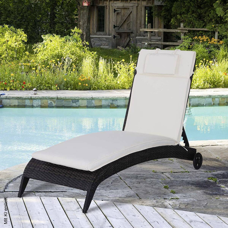 Outsunny Liegenauflage aus Polyester in Beige und Weiß mit abnehmbarem und waschbarem Bezug - Bild 2