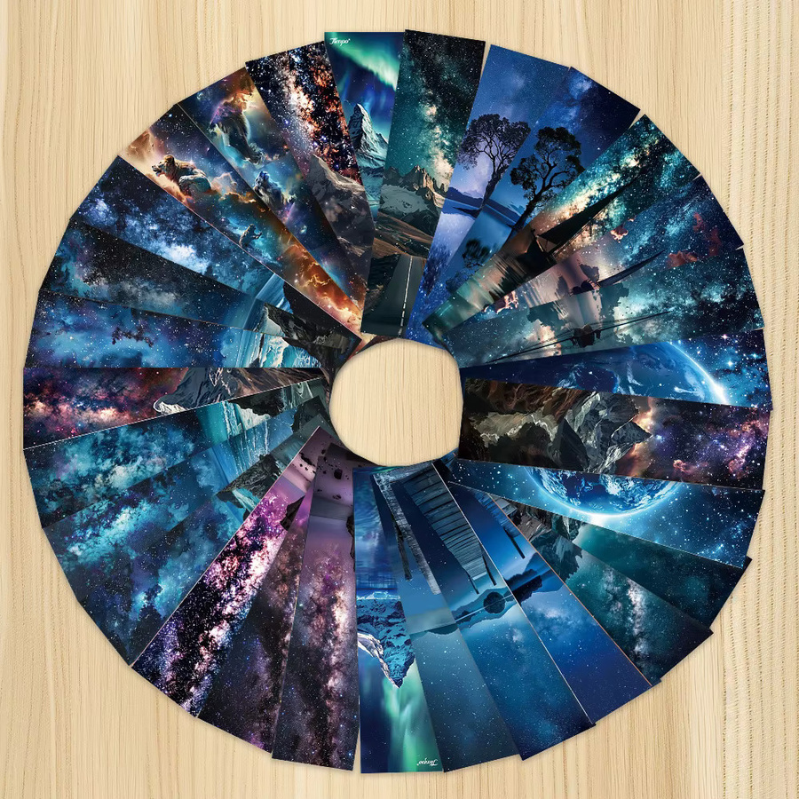 32 Stück Lesezeichen mit Universum- und Sternenhimmel-Motiv aus Papier für den Schulanfang oder als Geschenk - Bild 5