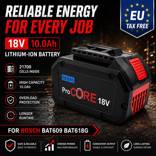 ProCORE 18V 10,0Ah Ersatzakku für Bosch Professional Akku-Werkzeuge, Schwarz, Lithium-Ionen-Zellen - Bild 1