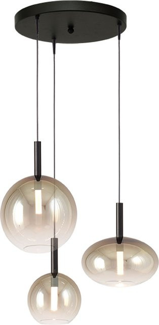 Masterlight Lido LED-Pendelleuchte 3-flammig in Gold und Schwarz matt mit transparentem Glas - Bild 1