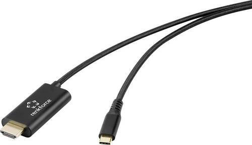 Renkforce USB-C auf HDMI Anschlusskabel mit Ladebuchse in Schwarz, 4K, Länge: 1,00 m - Bild 1